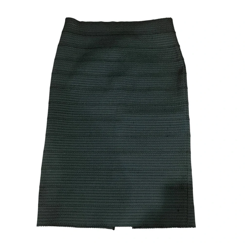 New‎ York & Company Women Medium Black Textured Midi Pencil Skirt Slit Business